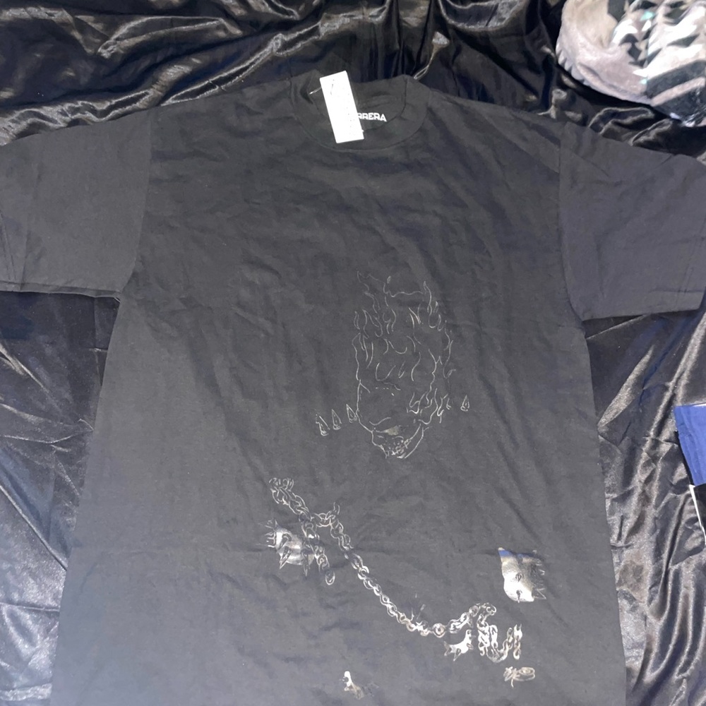Carrera Black Short Sleeve Graphic Tee with Flame & Chain Detail